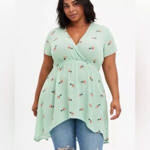 Torrid Light Blue Floral Stretch Woven Fit & Flare Cami Size 1